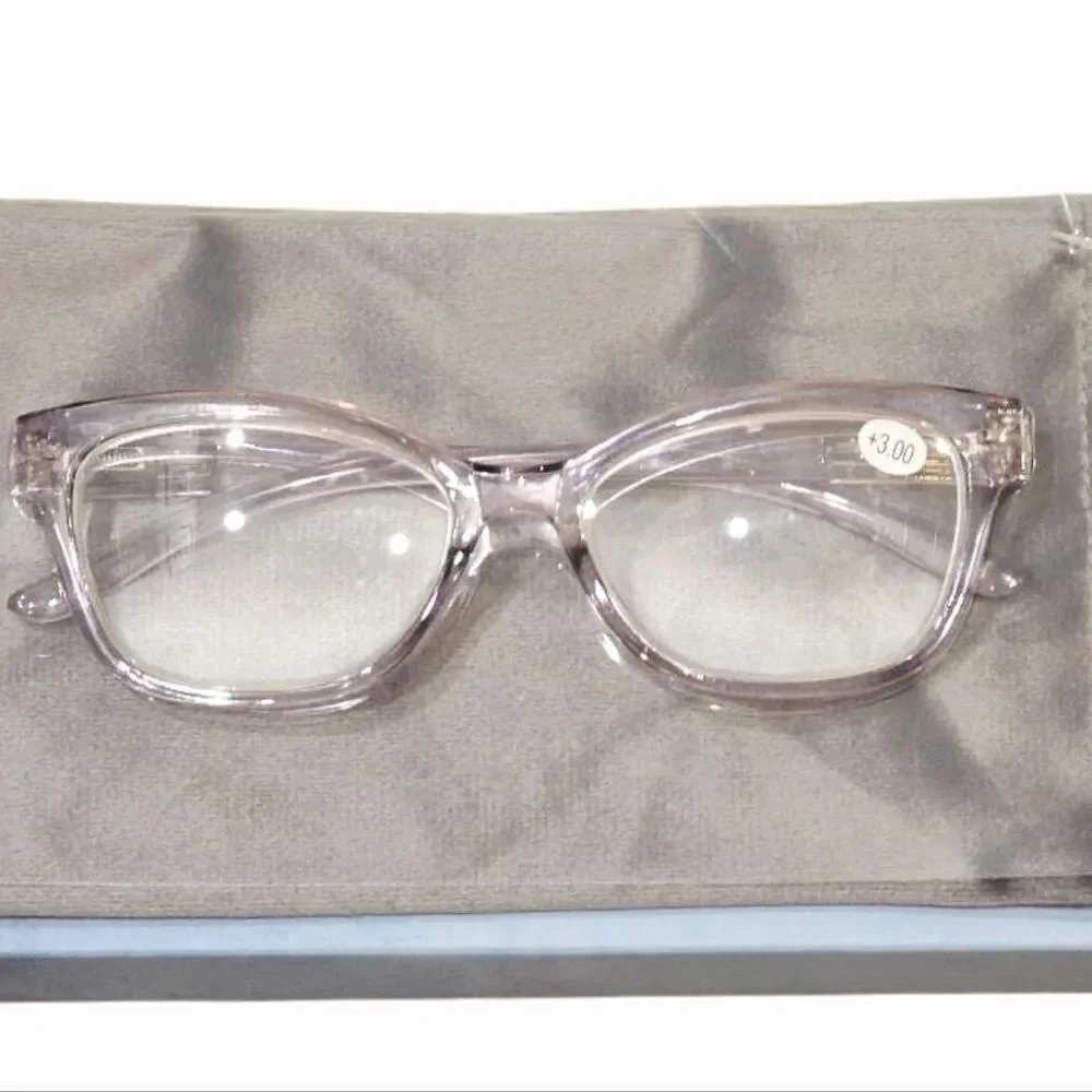 At Home‎ Clear Transparent Reading Glasses w/Pouch